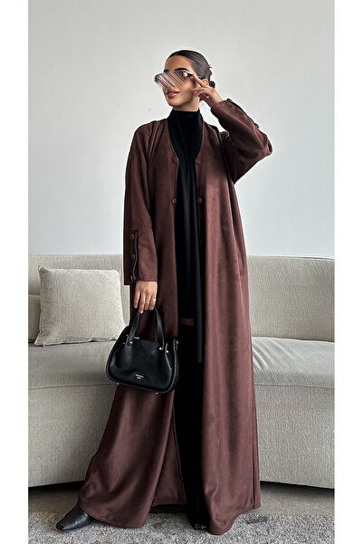 outline Brown suede abaya