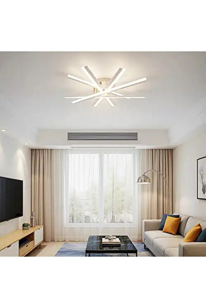 LED CONCEPT LED chandelier with three types of light and remote control, white, asymmetrical, 95W, dimmable, 80x68x14cm