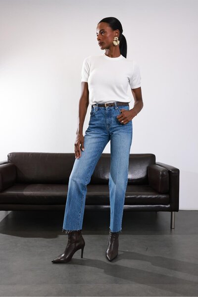 5in1Canpolat Μπλε τζιν με ίσια εφαρμογή που πλένεται 103