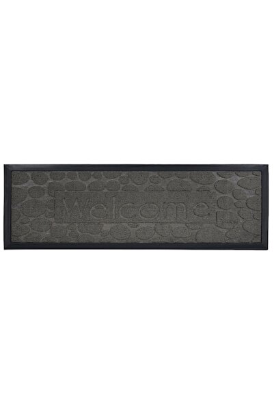 OEM Step doormat, Black, 'Welcome', 75x25 cm, Rubber and Carpet