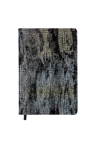 SHOPIENS Caiet A5, model crocodil, 80 de coli, copertă moale din PU, negru-argintiu