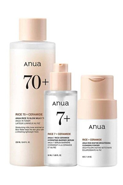 ANUA Rice Glow Trio - Brightening Rice Enzyme Cleansing Powder 40g, Rice 70 G...