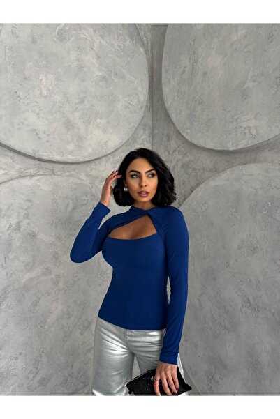 Lila Moda Women's Long Sleeve Finger-Through Cross Neck Stylish Body Blouse