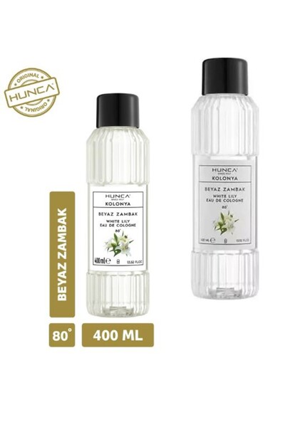 Hunca Beyaz Zambak Kolonyası 400 ml – Ferahlatıcı ve Zarif Çiçek Kokusu 2 ADET