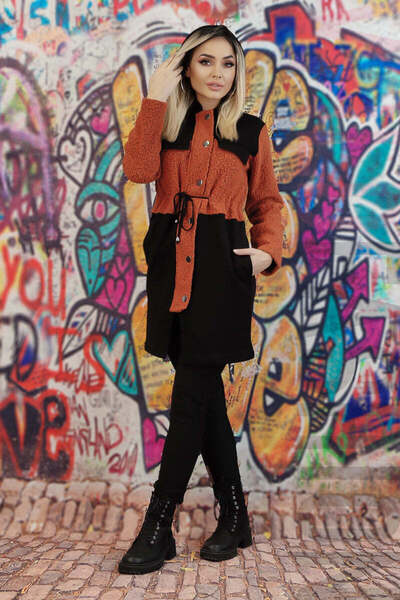 WildFashion Jacheta casual calduroasa din material cu lana U860-1913