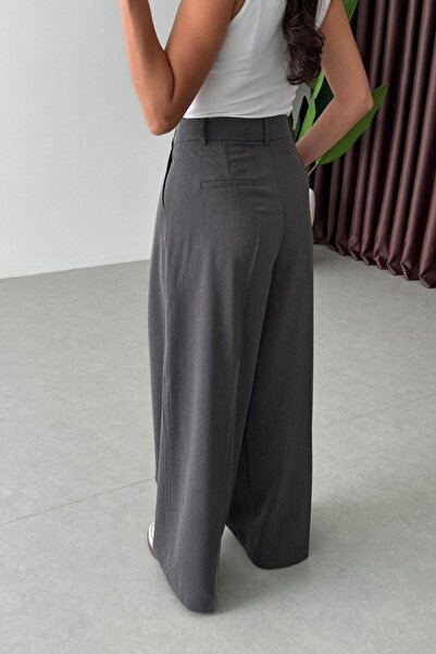 ECEMİ Elva Antrasit Pilise Detay Palazzo Pantolon