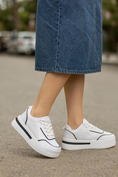 MODAONN حذاء رياضي نسائي يومي بنعل مرتفع ومريح للمشي ورياضات العظام باللون البيج