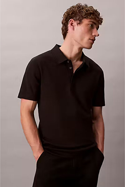 Calvin Klein Erkek Regular Fit Interlok Pamuklu Polo T-Shirt - Siyah
