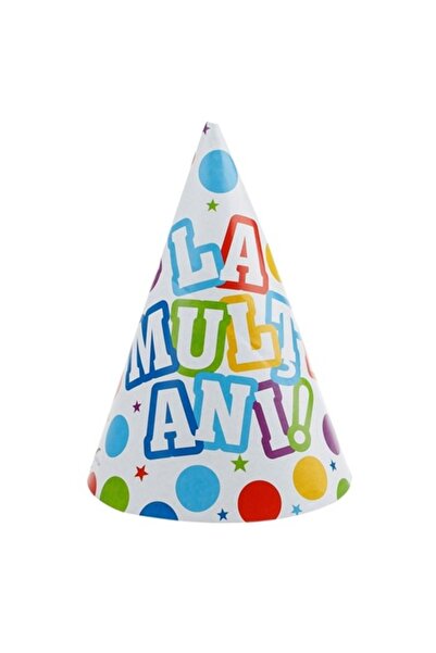 SHOPIENS Set 6 Bucati Coifuri Carton 16cm Cu Buline Colorate Si Imprimeu La M...