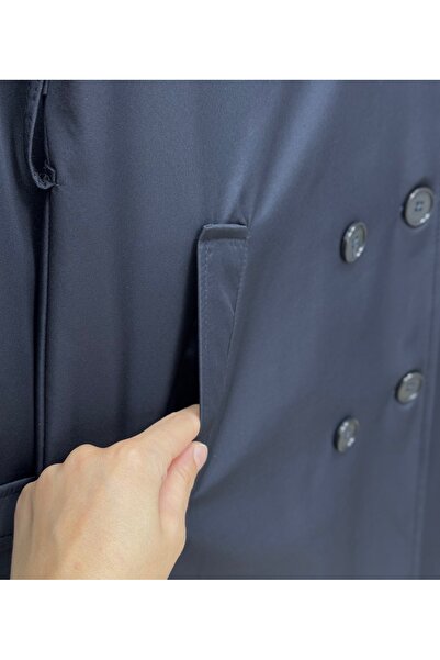 BENAHOLL Μακρύ παλτό με κορδόνια με κουμπιά Doresia-ZŞ6003 Navy Blue