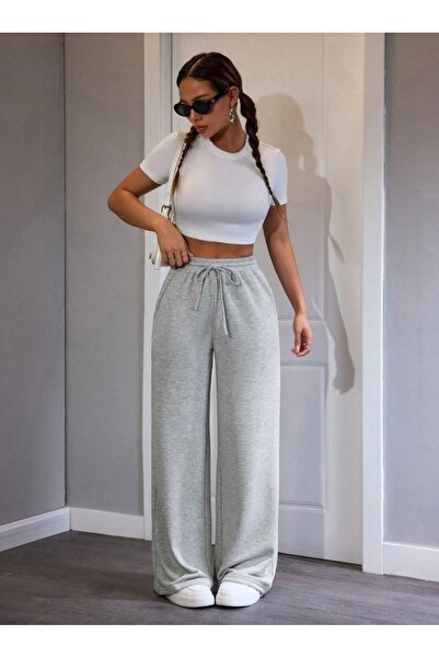 modlux Pantaloni de trening largi, supradimensionați, gri, de sezon, pentru f...