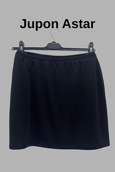 Seamoda Plus Size Above Knee Skirt Dress Lining Jupon-Black