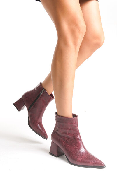 Shoesers Γυναικείες μπότες με φερμουάρ με χοντρό τακούνι με μοτίβο φιδιού, ειδικού σχεδιασμού