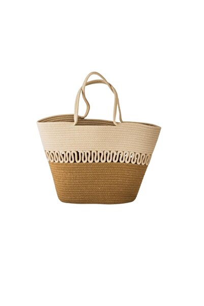 ORIAN حقيبة سفر قطنية باللون البيج والعسل