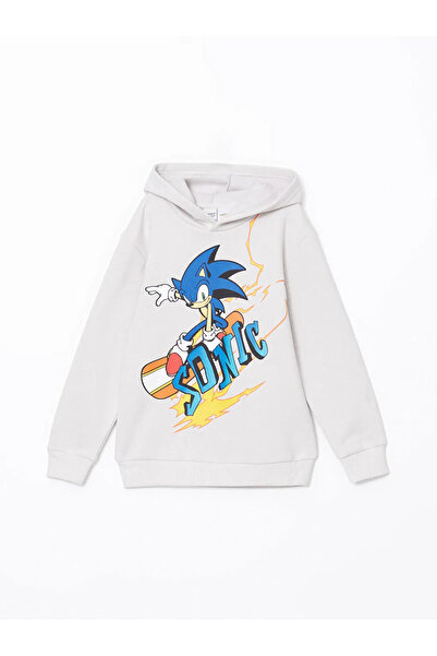 LC Waikiki Lcw Kids Gray Sonic Printed Boy's Thick Sweatshirt
