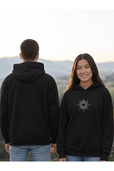 ArtYus Linii de inimă colorate cu imprimeu cu glugă Swea tricou