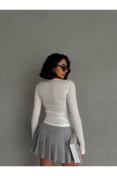 Lila Moda Women's Long Sleeve Finger-Through Cross Neck Stylish Body Blouse