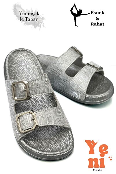sermoda Women's Telik Double Buckle Soft and Flexible Sole Women's Telik Daily Use Silver