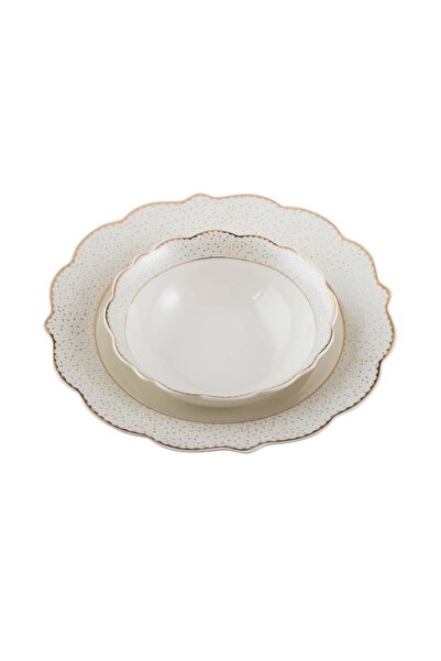 ORIAN Luxury white and gold porcelain dinner set with delicate patterns, 28 pieces, for 6 people