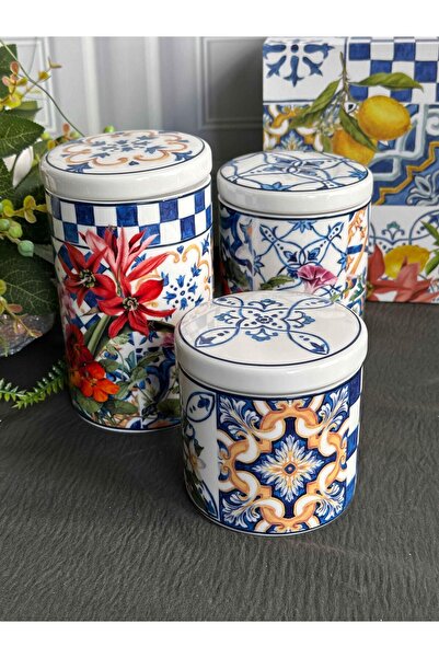 ROSSEV Italy Garden Porcelain 3-Piece Jar Set