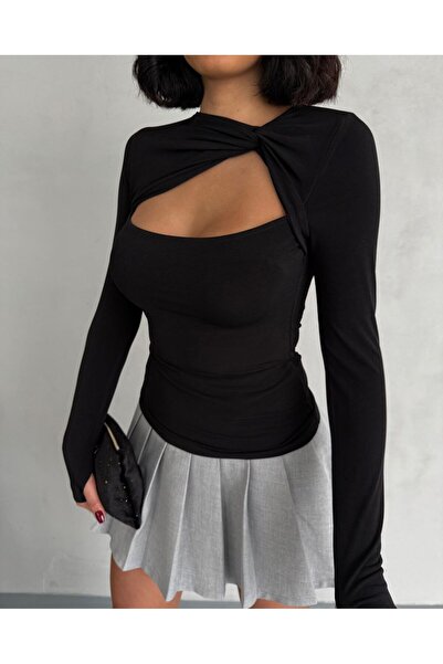 Lila Moda Women's Long Sleeve Finger-Through Cross Neck Stylish Body Blouse