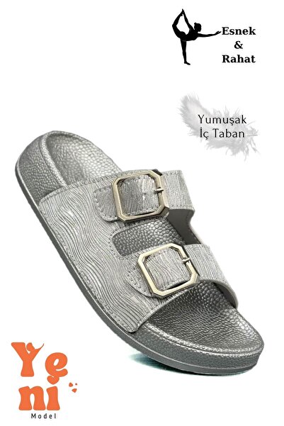 sermoda Women's Telik Double Buckle Soft and Flexible Sole Women's Telik Daily Use Silver
