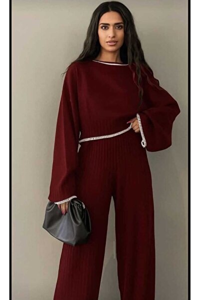 Askı Nişantaşı Önü Nakış Detaylı Triko Pantolon Takım