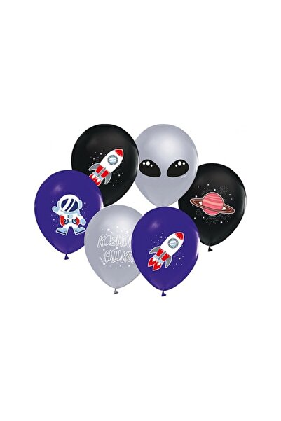 Doğumgünü Marketim مجموعة بالونات مطبوعة بتصميم الفضاء