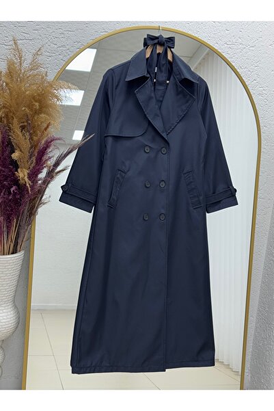 BENAHOLL Μακρύ παλτό με κορδόνια με κουμπιά Doresia-ZŞ6003 Navy Blue