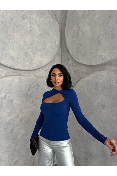 Lila Moda Women's Long Sleeve Finger-Through Cross Neck Stylish Body Blouse