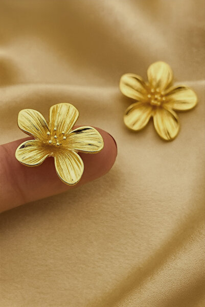 AURRARİ Gold 5Yapraklı Çiçek Küpe