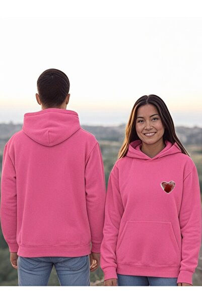 ArtYus سويت شيرت بقلنسوة مطبوعة بلون القلب الأحمر