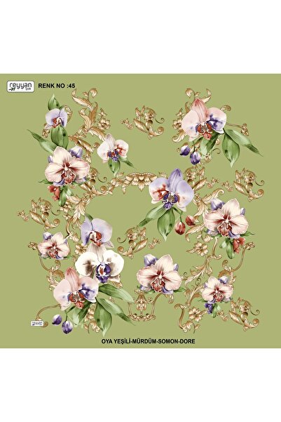 REYYAN Υφαντό ύφασμα ιερουντικό 100x100 εκ. με λουλουδάτο σχέδιο, αρωματικό μετάξι