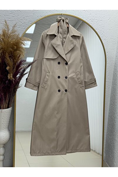 BENAHOLL معطف طويل من دوريزيا بأزرار وربطة عنق-ZŞ6003 حجر