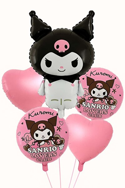 parti show Kuromi Pembe Folyo Balon Seti 5'li