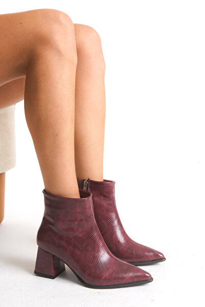 Shoesers Γυναικείες μπότες με φερμουάρ με χοντρό τακούνι με μοτίβο φιδιού, ειδικού σχεδιασμού