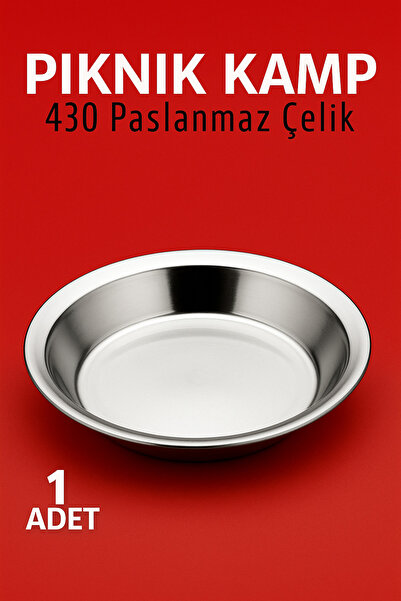 Metler 1 Adet Paslanmaz Çelik Tabak | Piknik Kamp Ofis Ev Kullanımı Dayanıklı...