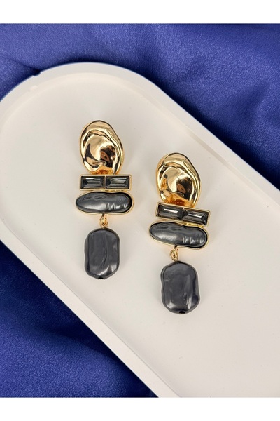 Unzilee Black Pearl Dangle Brand Model Earrings