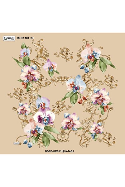 REYYAN Υφαντό ύφασμα ιερουντικό 100x100 εκ. με λουλουδάτο σχέδιο, αρωματικό μετάξι