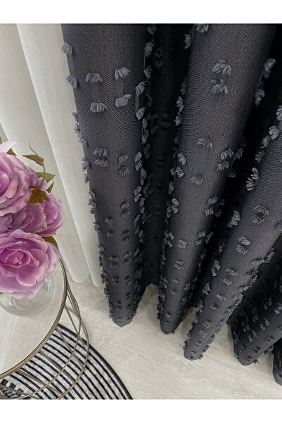 Brillant Κουρτίνα φόντου με πούπουλα σε χρώμα ανθρακί 1/3 Πλισέ