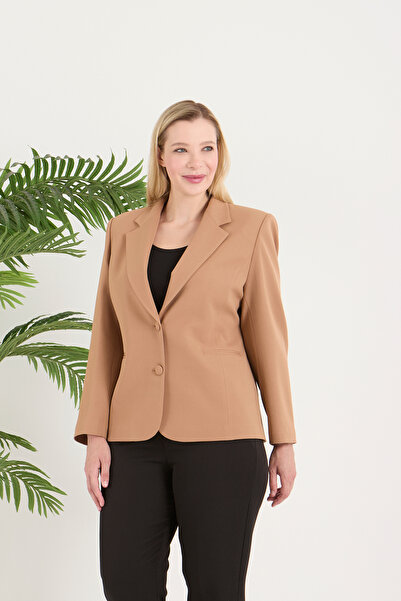 Fagi Women's Large Size Buttoned Classic Jacket
