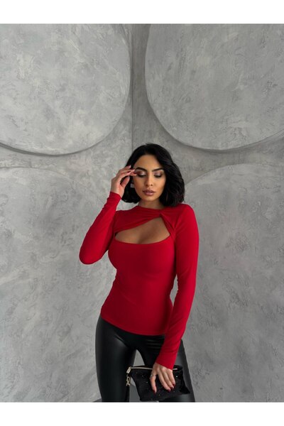Lila Moda Women's Long Sleeve Finger-Through Cross Neck Stylish Body Blouse
