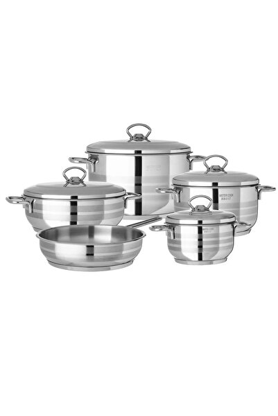 ORIAN طقم أواني طهي تركي من الفولاذ المقاوم للصدأ من Mr. Cook 18/10، 9 قطع