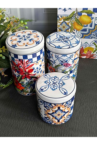 ROSSEV Italy Garden Porcelain 3-Piece Jar Set