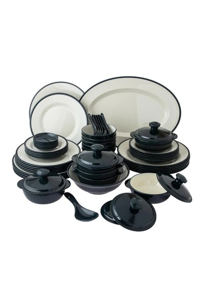 ORIAN طقم عشاء ميلامين بحري مكون من 57 قطعة لـ 6 أشخاص