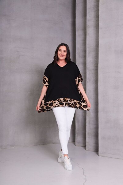 MojerHermosa Leopard Pattern Bat Sleeve T-Shirt