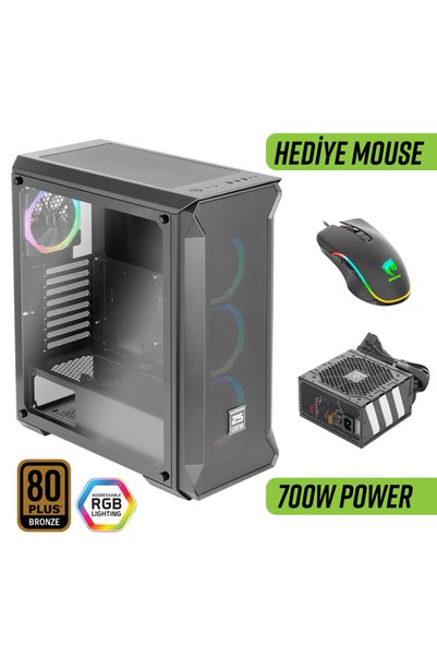 Green Z5 Surena ARGB Gaming Bilgisayar Kasası (4×120mm Fan + Kumanda) – 700W 80+ Bronze PSU Dahil