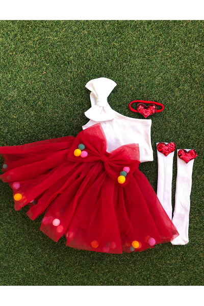 kokosh _ kidss burcu sapmaz Girl's Pom-Pom Tutu Skirt and Crop Set