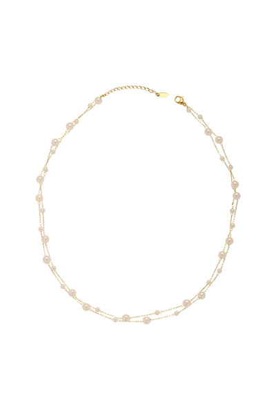 Eva Grace Κολιέ Dora, χρυσό, με μαργαριτάρια, σε 2 στρώσεις, από ανοξείδωτο α...