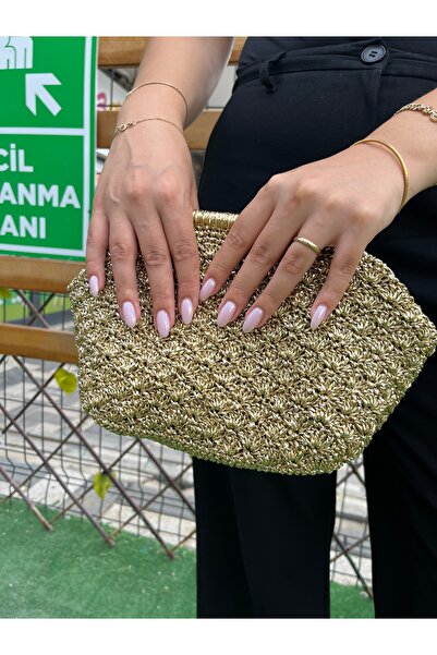 BAGS حقيبة بورسلين معدنية ذهبية